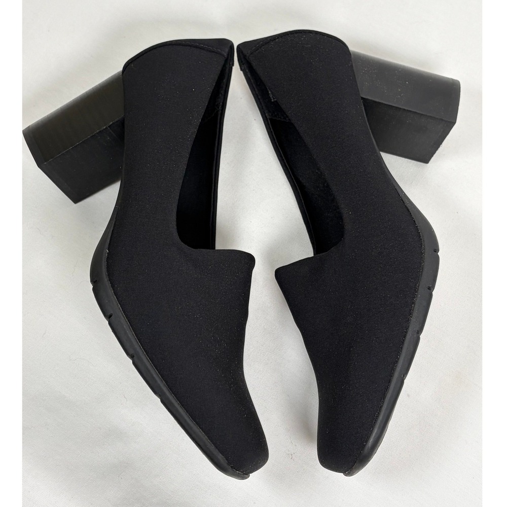 Aerosoles Block Heel Pumps Textile Square Toe Midnight Black Womens Size7M NEW